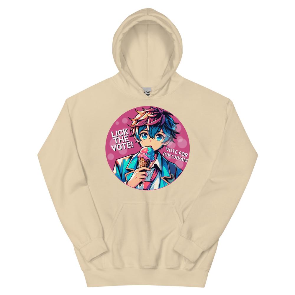 Lick The Vote Anime Ice Cream Boy Hoodie - Sand Color - https://ascensionemporium.net